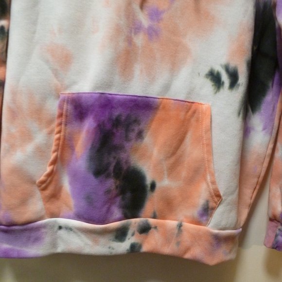 Tie Dye Hoodie with front pocket and logo "KEEP THE MOOD" Women's - Picture 2 of 11
